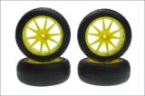 Kyosho nalepené pneumatiky Micro-X, žluté - klikněte pro více informací